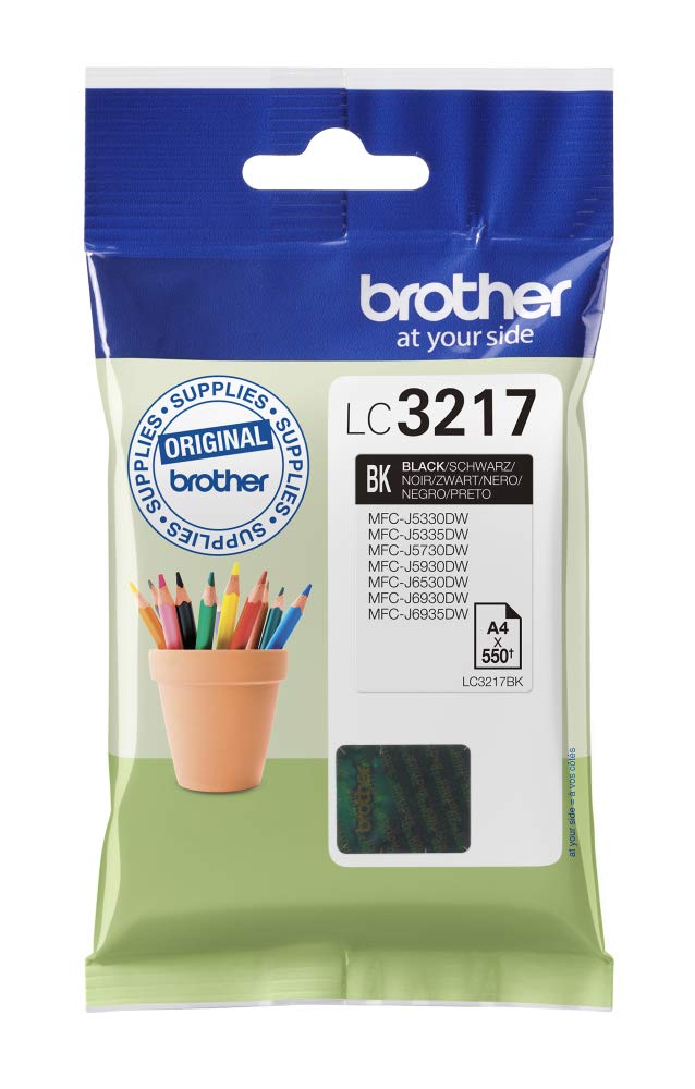 Brother LC-3217BK Inkjet Cartridge, Black, Single Pack, Standard Yield, Includes 1 x Inkjet Cartridge, Brother Genuine Supplies