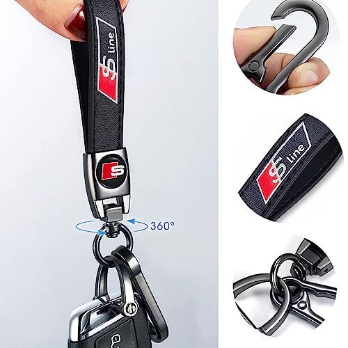 Image of YUIQIEUY Genuine Leather Car Keychain Key Chains Ring Accessories for Man and Woman Family Present Black