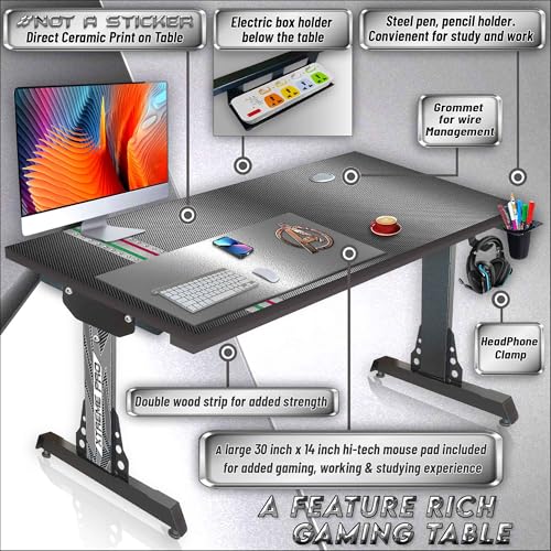 Image of Xtreme PRO Direct Theme Printed Computer Desk for Gaming, Work & Study. Large for PC, Dual Monitors, iMac, and Laptops. Metal & Engineered Wood. Black Stand Desk. 4 Feet-XPB4 (XPB4-ITALIAN Racing)
