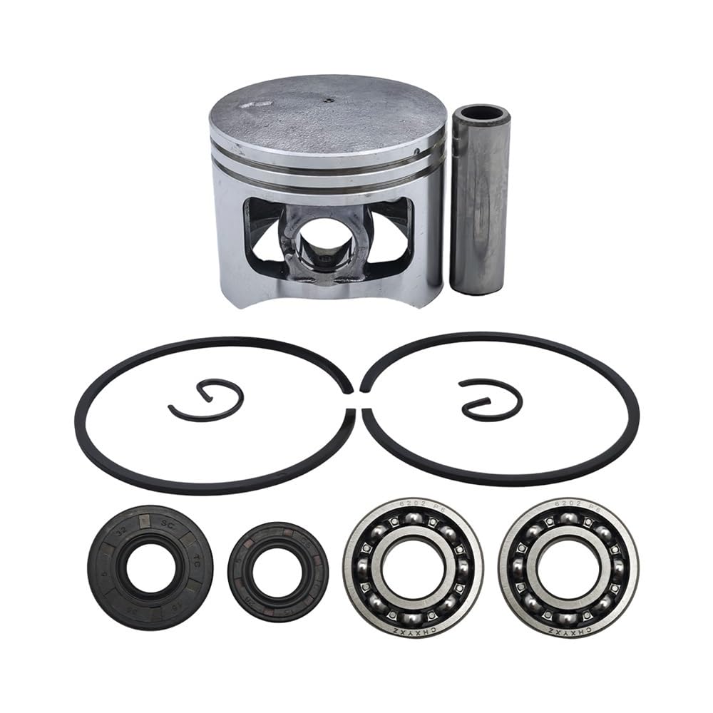 Kit de Anillos de pistón de 45 mm con Pasador y circlip for Motosierra China 5200 de 52 CC. Incluye Juego de retenes de Aceite y cojinetes de cigüeñal. Pieza de Repuesto for Motosierra.