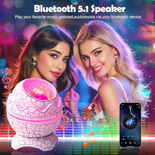 Image of XQBX Dinosaur Egg Galaxy Projector an Aurora Projector with Bluetooth Speaker & White Noise - Valentine's Gift for Her /Him, Room Decor, Soothing Sleep Aid Gifts for Teen Girls /Boys