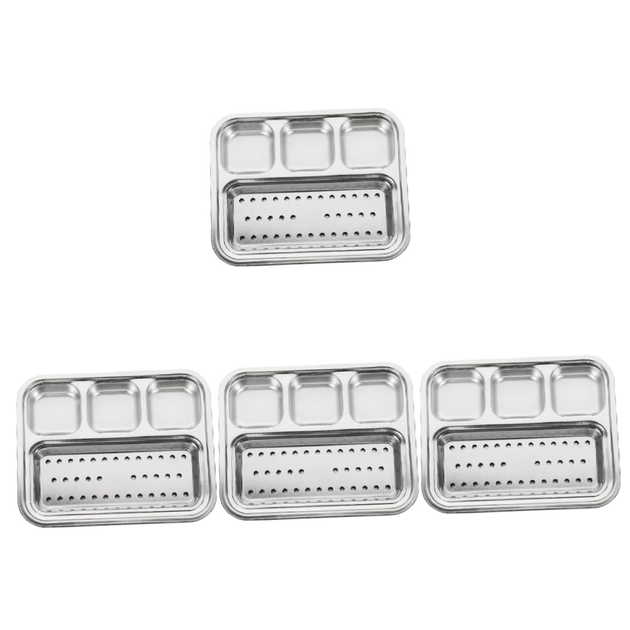 Amosfun 4 Sets Sauce Plate Serving Plate with Sauce Divider Divided Plates Tray Thali Plate Divided Dinner Plate Metal Divided Plates South Korea Stainless Steel Baby Nutrition