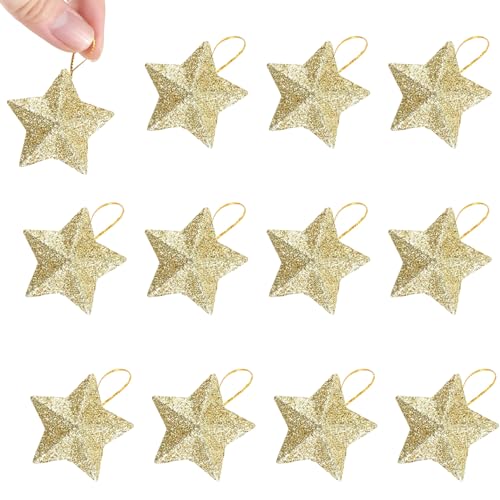 12 Stück Weihnachtsbaum Stern Deko Weihnachtsbaum Deko...