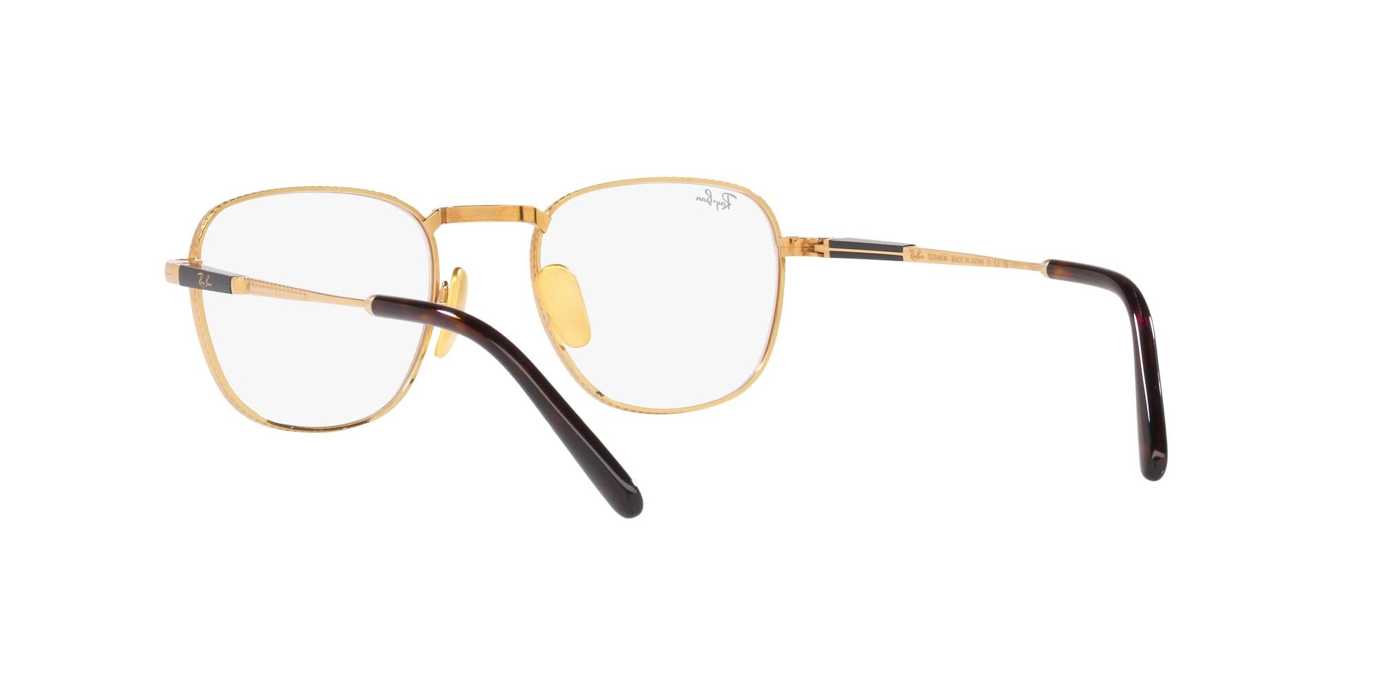 Ray-Ban Rx8258v Frank Titan kwadratowe okulary na receptę, Złota/demonstracyjna obiektyw, 48 mm