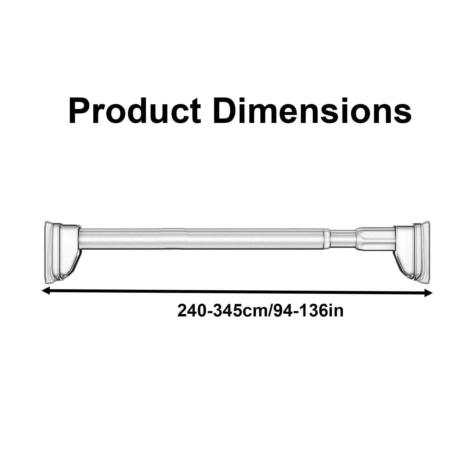 Btringle Rideau de 55 à 495 Cm, Barre Rideau de Tension Antidérapante, Acier Inoxydable, Sans Perçage pour Salle de Bain et Dressing(Beige,240-345cm/94-136in)