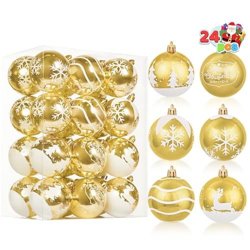 JOIEDOMI 24-teiliges Weihnachtskugel-Ornament-Set, zarte Bemalung und...