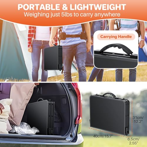 FUNYKICH Mesa de Camping Plegable Pequeña 2ft (22.8" Lx15.7" W), Mesa de Picnic Portátil con 3 Alturas Ajustables, Ligera de Aluminio para Exterior, con Asa, Negra miniatura 3