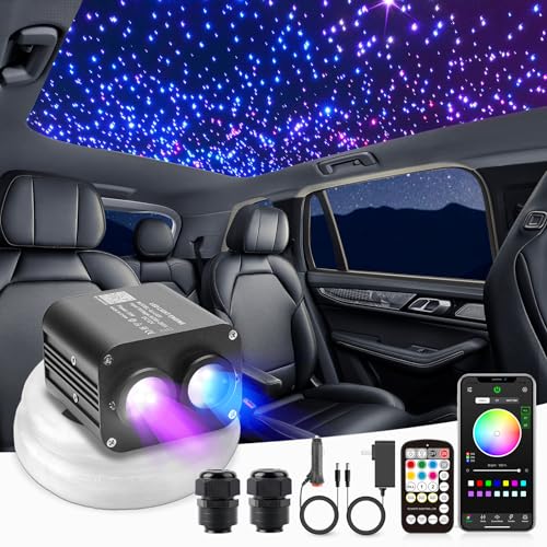 Image of 20W Twinkle Starlight Headliner Kit, Star Lights for Car Roof & Home Decoration, Fiber Cable 1000pcs*0.03in*13.1ft Star Light Headliner with Bluetooth APP /Remote Control /Music Mode
