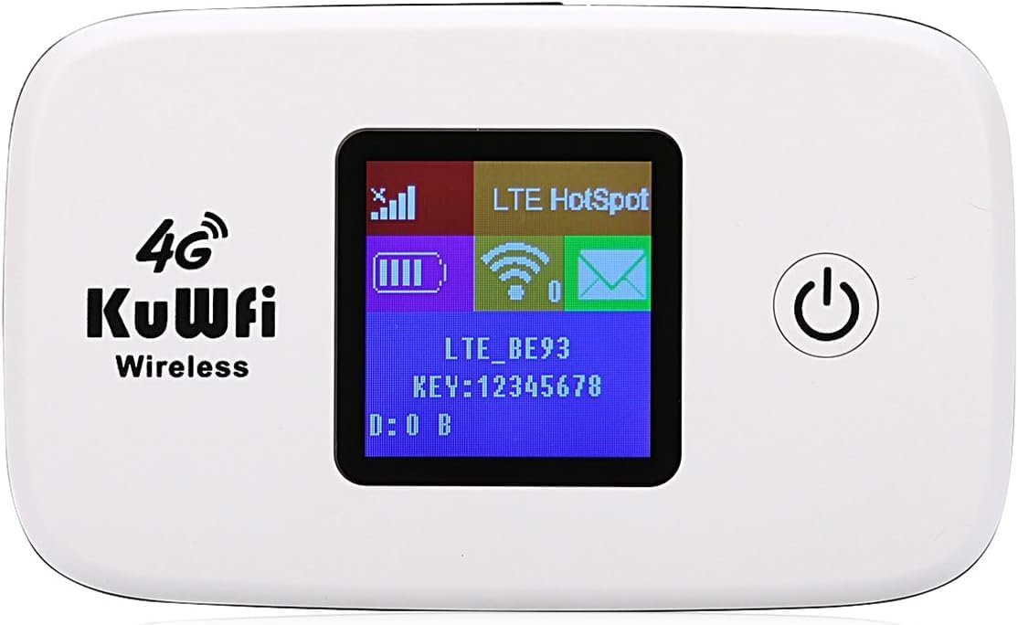 KuWFi 4G LTE Mobile WiFi Hotspot Unlocked Wireless Internet Router Devices with SIM Card Slot for Travel Support B1/B3/B5/B7/B8/B20 in Europe Caribbean Africa