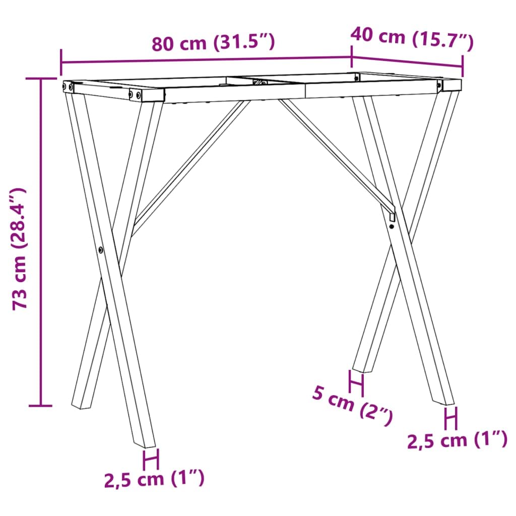 vidaXL Patas de Mesa de Comedor Estructura X Acero 80x40x73 cm, Pata de Mesa Auxiliar, Pata de mesita Auxiliar, Pata de Mesa de Metal