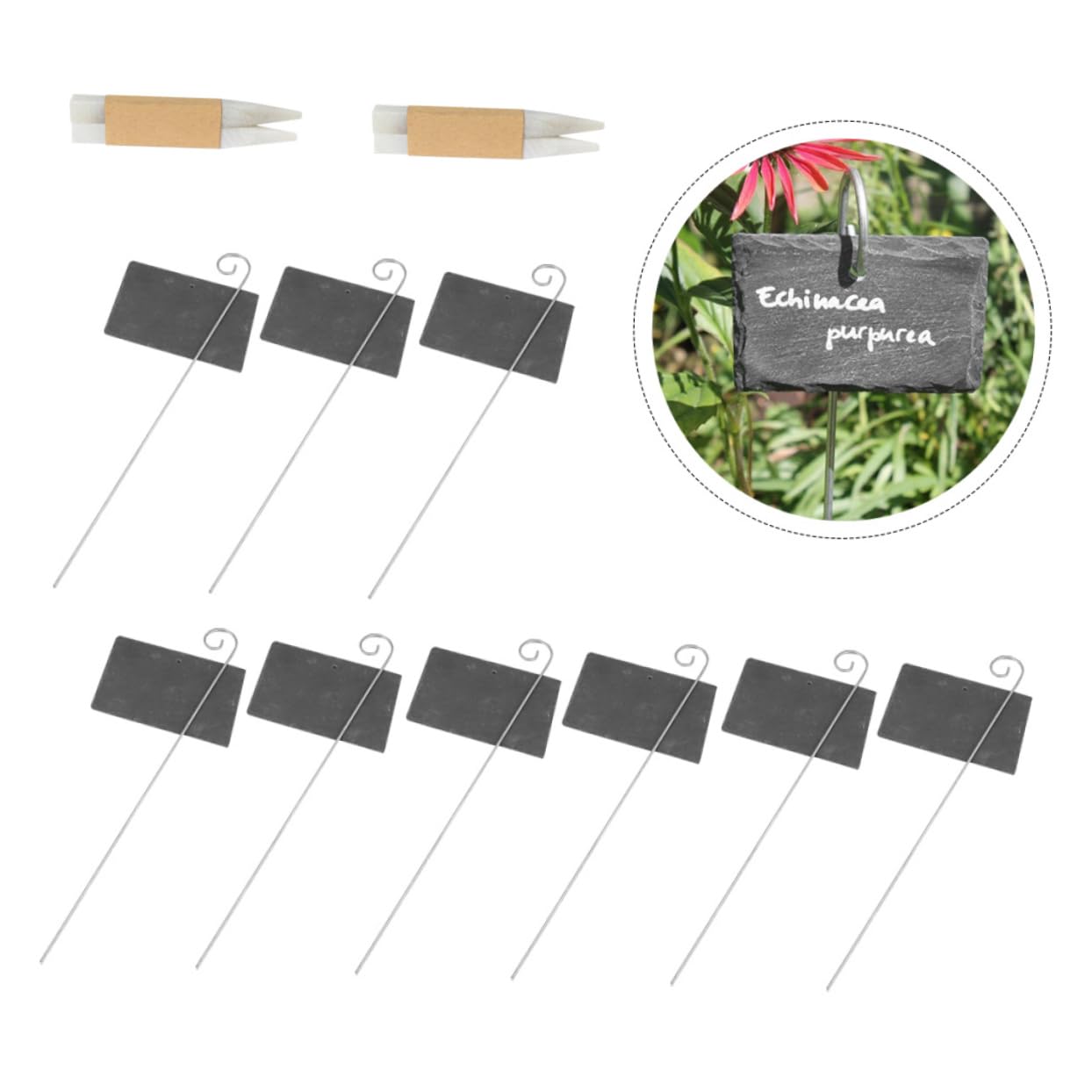 Pflanzenetiketten 12 Stück aus Schiefer, Schwarz, für Garten