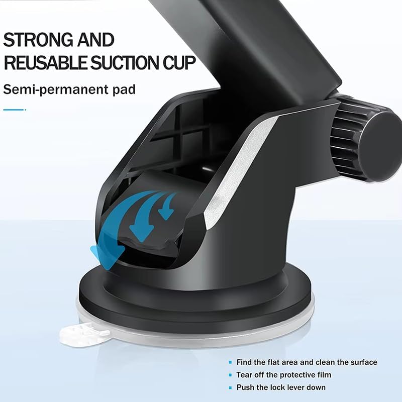 Car Phone Mount Holder for Seat Toledo 2012-2018,Dashboard Windshield Phone Holder Strongest Suction Cup 360° Adjustable Hands Free Anti-Drop Cell Phone Holder,Black