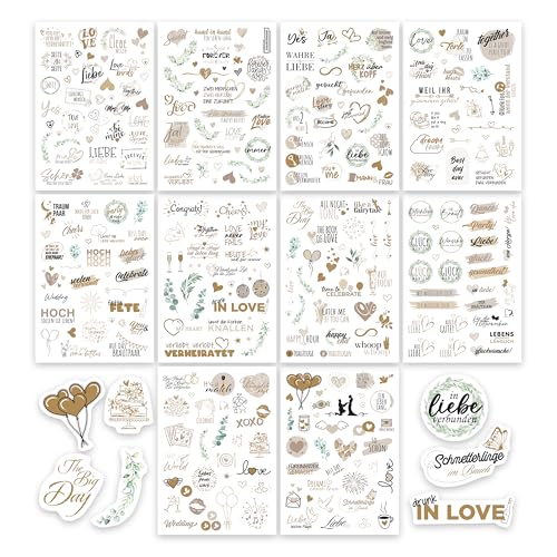 colortouch Aufkleber Hochzeit Gästebuch (325 Motive), Sticker Hochzeit für Fotoalbum, 10 Blatt...