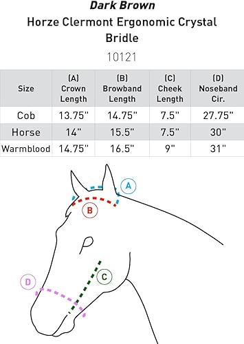 Miniatura 2 de HORZE Clermont - Brida ergonómica acolchada de cuero genuino para caballos, banda nasal intermitente incluida, marrón oscuro, mazorca