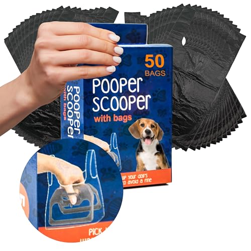 Petopedia 1x All Pets Dog Pooper Scooper Handheld – Assembled Dogs Poop Scoop with 200 BAGS – Lightweight, Hygienic Cleaning, Poo Picker for Pet Loo, Animal Waste ((Extra 150 Bags), 15cm (Pack of 1))