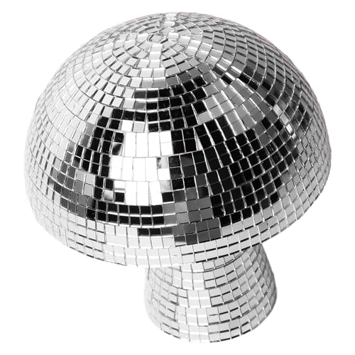 Bola espejada en forma de hongo para decoración de mesa, efectos visuales fascinantes, construcción duradera de plástico, para fiestas, hogar, escenario o bares (plata) miniatura 3