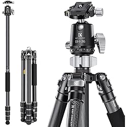 K&F Concept Trípode Cámara,173cm Trípode de Carbono,Trípode Reflex Ligero,Trípode Viaje Fotografía Compacto y Professional con 360° Rótula de Bola y Placa de Liberación para Cámara DSLR Carga 16kg