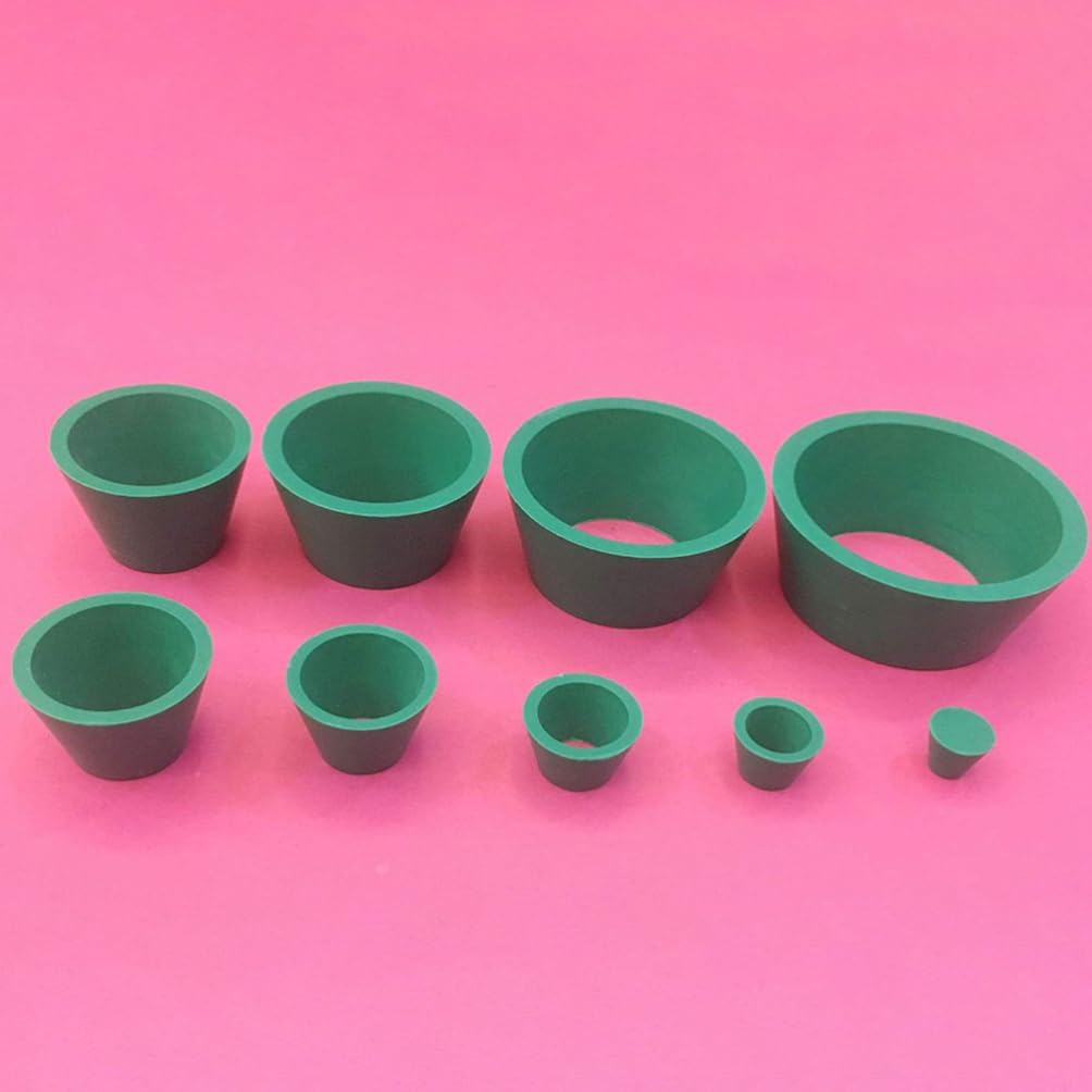 SOLUSTRE 2 Sets Filter Adapter Cones 9 Pack Tapered Collar Rubber Stopper Buchner Funnel Flask Cones Adapter Set Wear-Resistance Filter Adapter Cones for Green