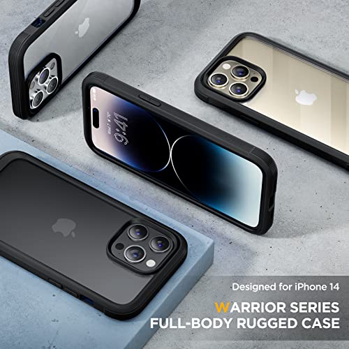 Image of miracase Glass Series Designed for iPhone 14 Pro Max Case 6.7 Inch, Upgrade Full-Body Bumper Case with Built-in 9H Tempered Glass Screen Protector, with Camera Lens Protector, Matte Black