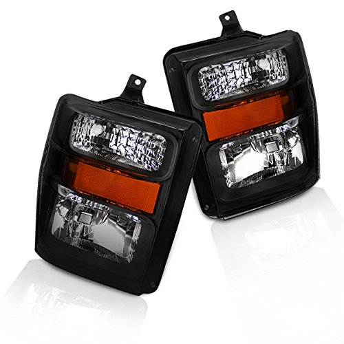 2008-2010 Ford F250 F350 F450 F550 Super Duty Headlight Replacement Lamps Assembly Black Pair