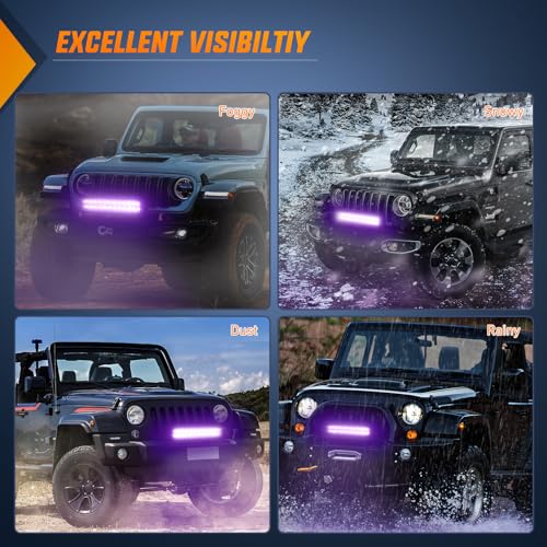 Image of Nilight LED Light Bar 12 Inch 72W Spot Flood Combo Purple Beam