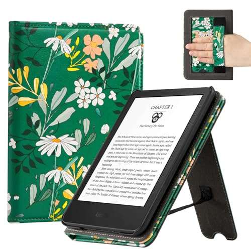 Image of CoBak Case for 6 inch E-Reader - PU Leather Smart Cover with Auto Sleep /Wake & Hand Strap, not Compatible with Kobo Clara,Green Whitered