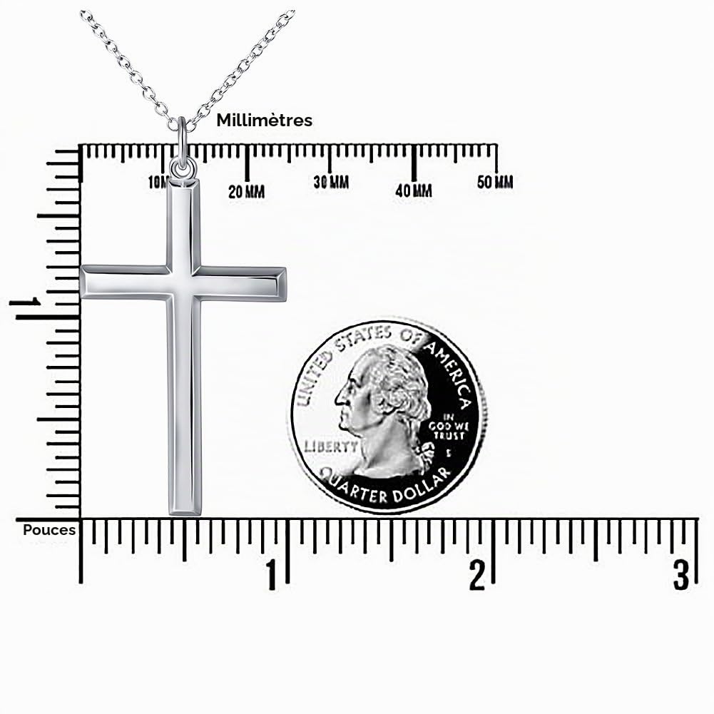 DAOCHONG Collier fête des pères pour homme en argent sterling 925 avec croix classique, chaîne-24