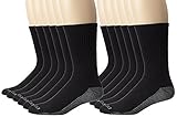 Dickies Men's Dri-Tech Comfort Crew Socks, Black, 12 Pair