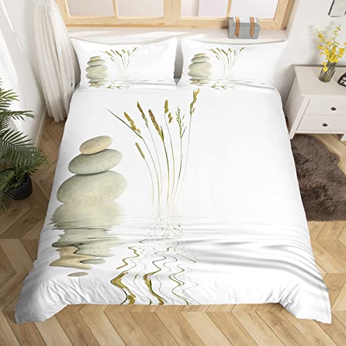 Homemissing Zen Parure de Lit 220x240cm Zen Stones Sets de Housse de Couette Méditation Housse de Couette Room Decor Tranquil Nature Artwork Collection de...