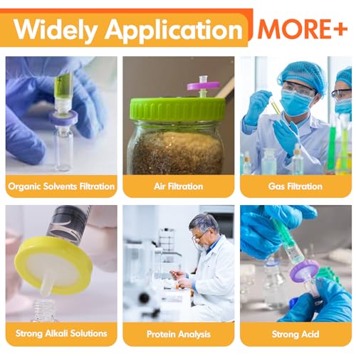 Image of PEKYBIO Syringe Filter Nylon Hydrophilic Filtration 0.22μm Pore Size, 13mm Membrane Diameter for Lab, Pack of 100, Non-Sterilized