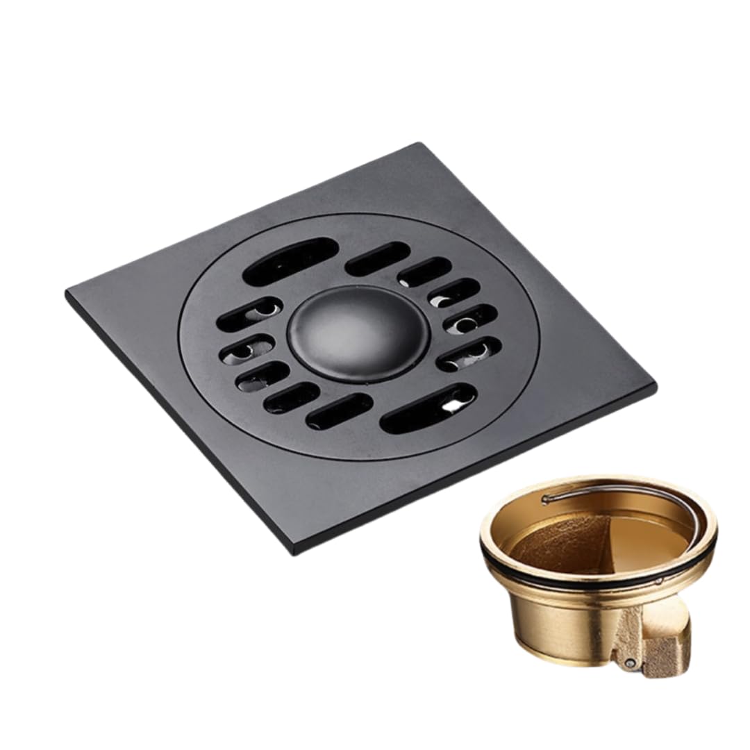 KJdxfhFH Bathroom floor drains, Invisible Floor Drain All Copper for Odor Resistant(Black,Dualuse)