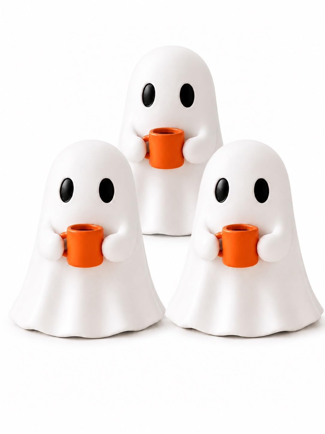 Ghost Drinking Coffee Figurine, 3.15 Inch 3D Printed Halloween Spooky Decor