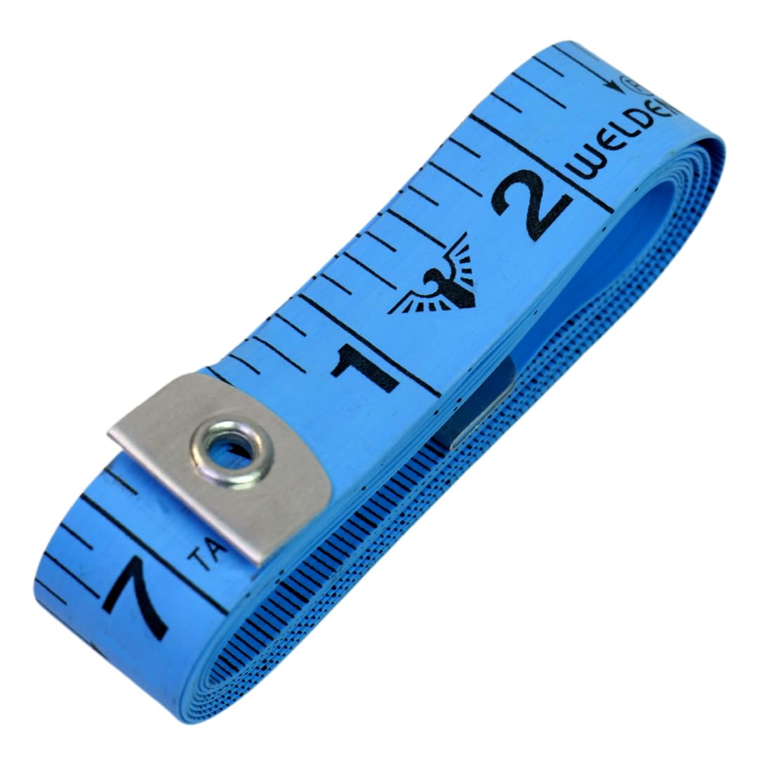 WELDEN Soft Tape Measure Double Scale Body Sewing Flexible Ruler for Weight Loss Medical Body Measurement Sewing Tailor Craft Vinyl Ruler 150CM 60 IN -1Pc (Sapphire Blue)