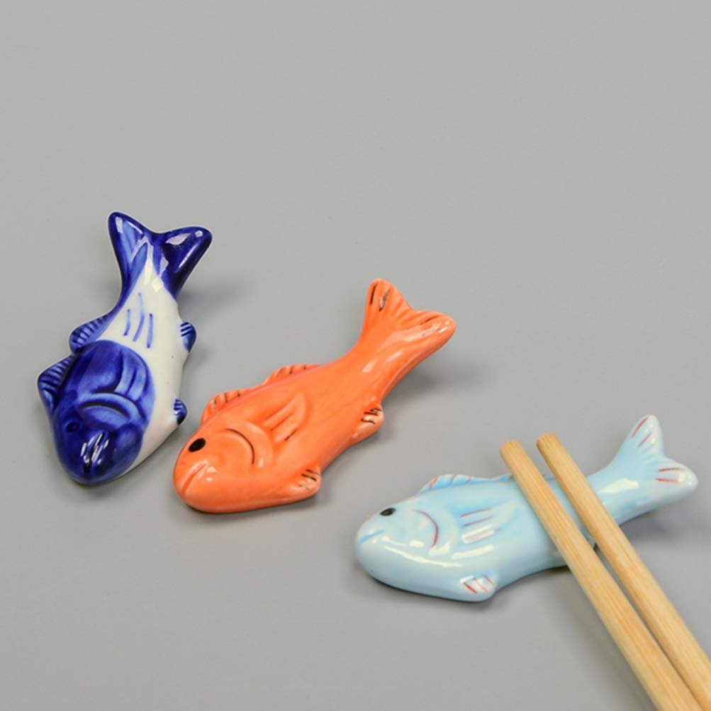 FDDU 5 Pezzi Supporto per Bacchette a Forma di Pesce,Poggia-Bacchette A Forma di Pesce, Supporti per Bacchette in Ceramica, Ceramica, per Cucchiaio, Forchetta o Coltello, Tavolo da Cucina Decorazione