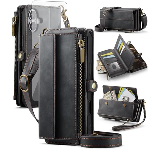 Étui pour iPhone 17 avec fermeture éclair et porte-cartes Asuwish