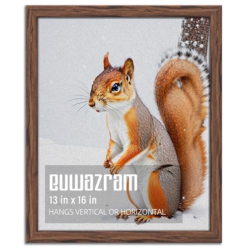 euwazram Rustic Walnut 13x16 Frame - Single Frame 13 x 16 Poster Frame for Artwork Puzzles Photos and Movie Posters Picture Frames