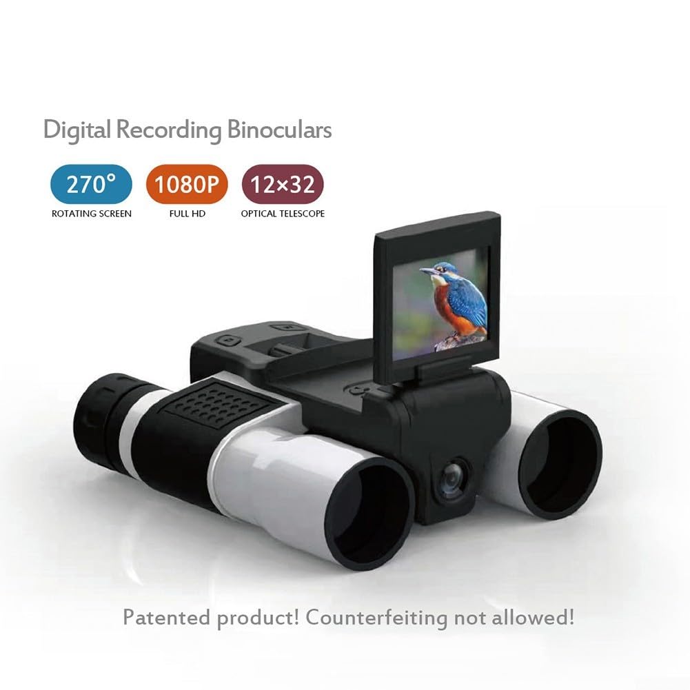 Prismáticos digitales HD 1080P con zoom de 12X, prismáticos con grabadora de cámara para captura de video y fotos, prismáticos al aire libre para vida silvestre
