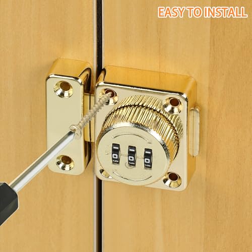 Image of Alise Password Gate Latch Slide Bolt Latches Lock,Safety Double Sided Gate Hardware Locks,MSS002-G Gold Finish