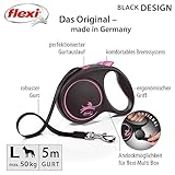 Flexi® Black Design L Gurt 5 m schwarz/pink, Roll-Leine für Hunde bis 50 kg
