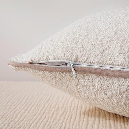 Image of Amazon Basics Boucle Throw Pillow Covers for Couch, Living Room, Home Decor with Hidden Zipper, White, 16x16in, Pack of 2