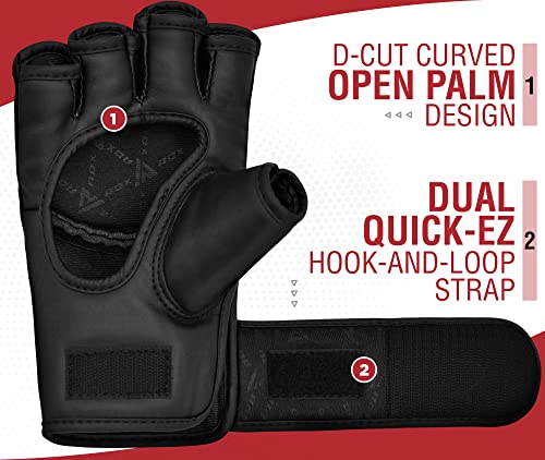 Rdx Maya Hide Leather Grappling Mma Gloves Ufc Cage Fighting Sparring Glove Training F12, Large, Black #TOP3