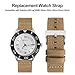 WOCCI 20mm Watch Band, Canvas Fabric, Quick Release, Replacement Strap, Silver Buckle (Khaki)
