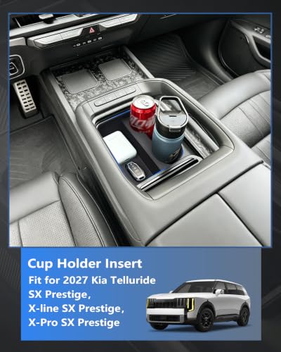 Image of Cup Holder Insert for 2027 Kia Telluride Prestige Accessories | SX Prestige /X-line SX Prestige /X-Pro SX Prestige, Non-Slip Silicone Center Console Protectorto Prevent Spills & Scratches