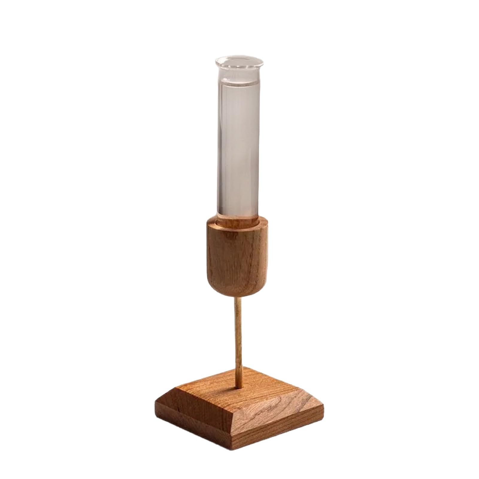 Wood Base Hydroponic Planter Flower Vases with Clear Glass Tube for Indoor Dried Flower and Plant Arrangement Wooden Glass Hydroponic Planter