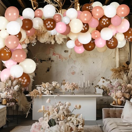 Image of 131 Pcs Cielito Lindo Party Decoration Platos De Barro Fiesta Balloons Arch Kit Backdrop Mexican Talavera Party Decorations for Wedding Birthday Baby Shower Bridal Engagement Photo Supplies(Pink)