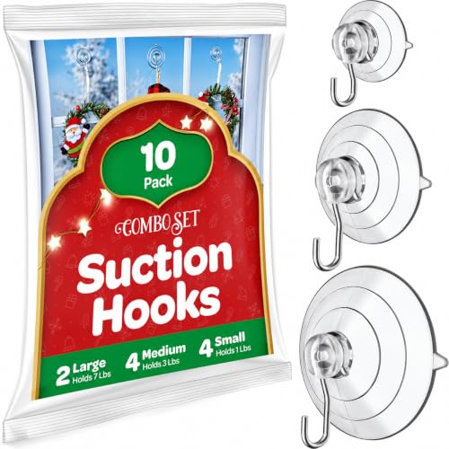 All-Purpose Suction Cup Hooks [10PK Combo Set] 2 Large, 4 Medium, 4 Small.