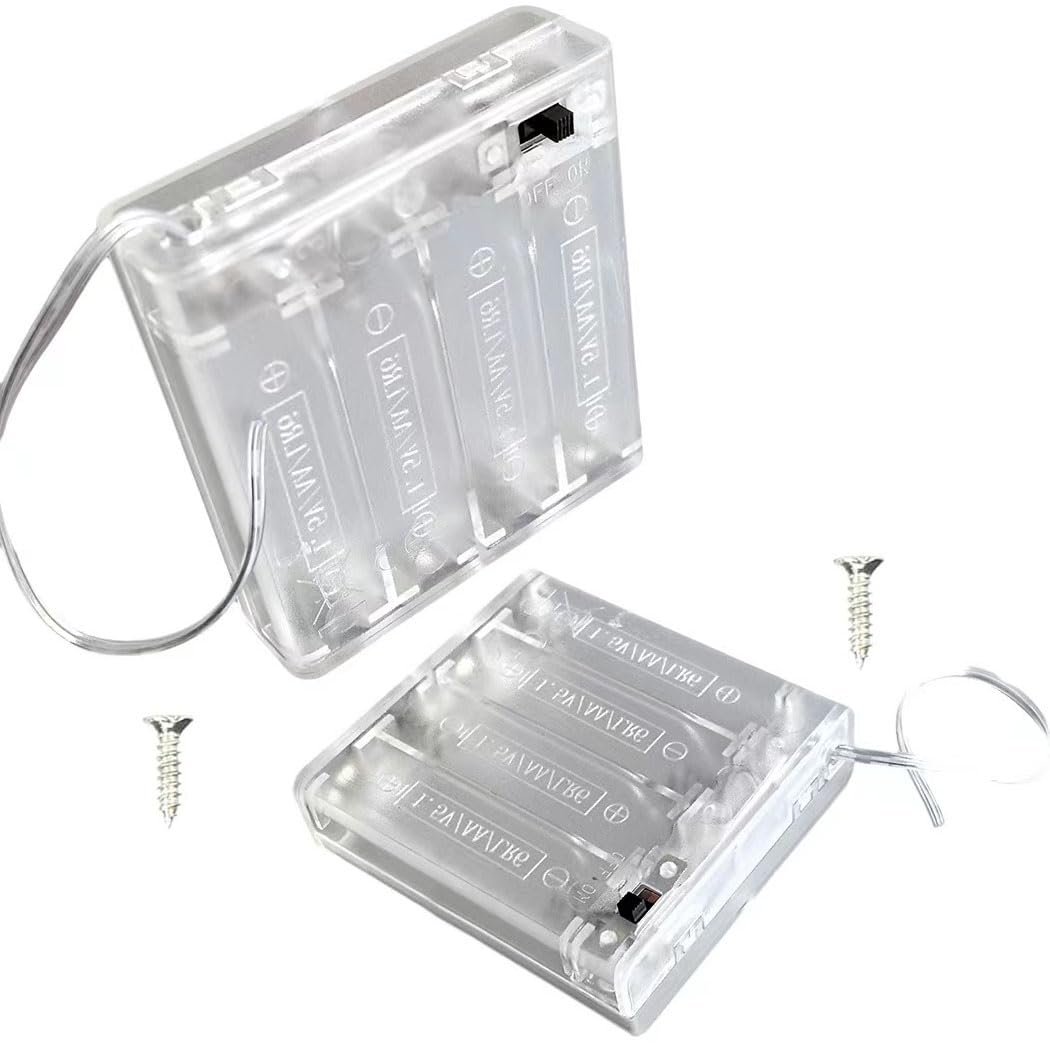 CGNRONEAU 4 x AA Battery Holder and Screws, 4 x 1.5V AA Battery Holder and Switch for LED String Light DIY