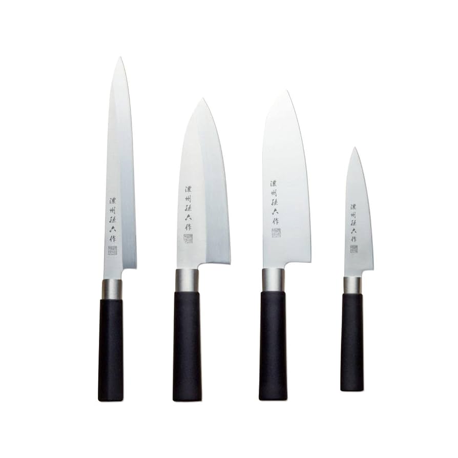 【即日発送】濃州孫六作　手造和包丁　３点セット Amazon｜濃州孫六作 和包丁3点セット(黒口輪) 80M 5357-377