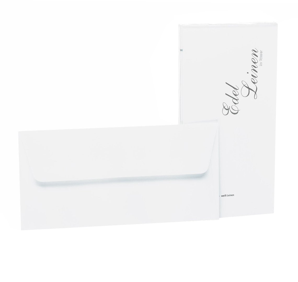 Rössler Papier 2032705002 - Edel linnen - Enveloppen pakket DIN lang, met zijden voering, 20 stuks, wit