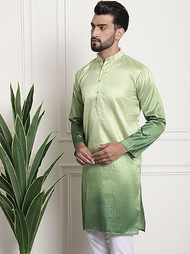 Image of SOJANYA (Since 1958 Men's Jacquard Silk Woven Design Long Kurta